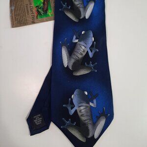Nature Conservancy Poison Dart Frog Blue Neck Tie  100% Silk NWT
